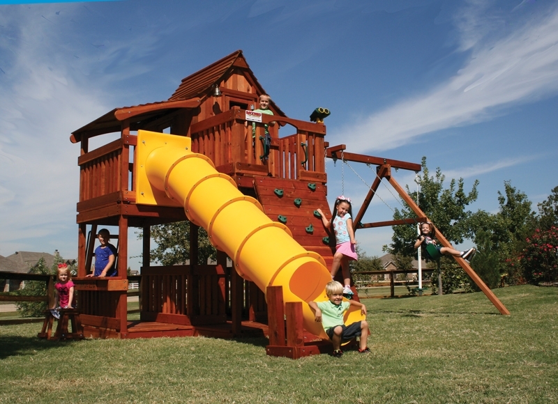 Durable Redwood Playground Mustang 4 Swingset Toy Warehouse