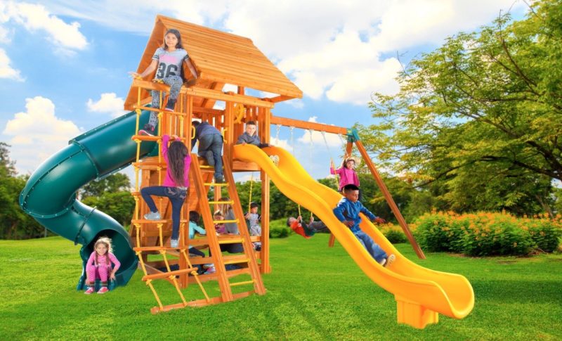 Ultimate 4 Wooden Backyard Playground | Swingset & Toy Warehouse